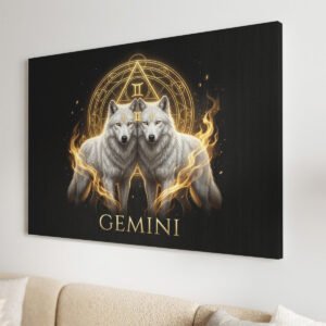 Zwillinge Goldenes Sternzeichen Heilige Geometrie Leinwandbild – Bild 3