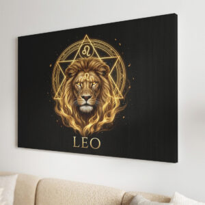Löwe Goldenes Sternzeichen Heilige Geometrie Leinwandbild – Bild 3