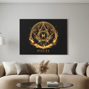 Alternative view of Fische Goldenes Sternzeichen Heilige Geometrie Leinwandbild